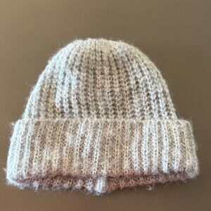 Topshop Fuzzy Knit Beanie in gray